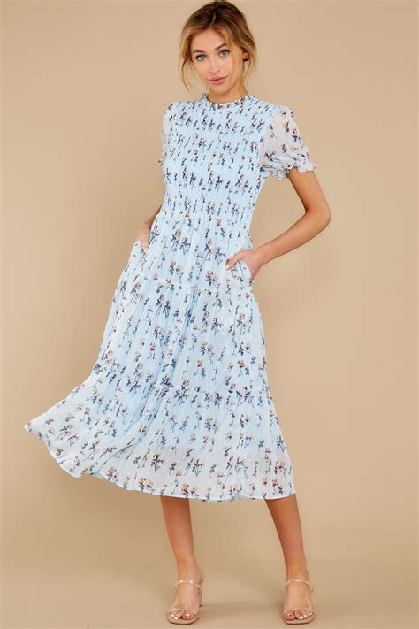 prada blue floral dress|Light Blue/white Printed poplin midi.